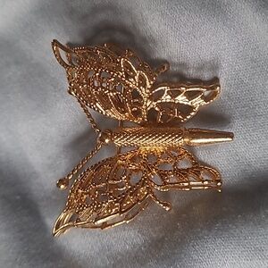 Monet Gold Filigree Butterfly Brooch